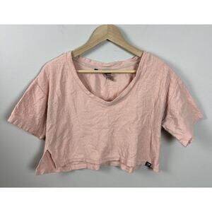 Gymshark Towel Tee Oversized Crop Top Blush Pink Size Small Cotton Vneck Women’s